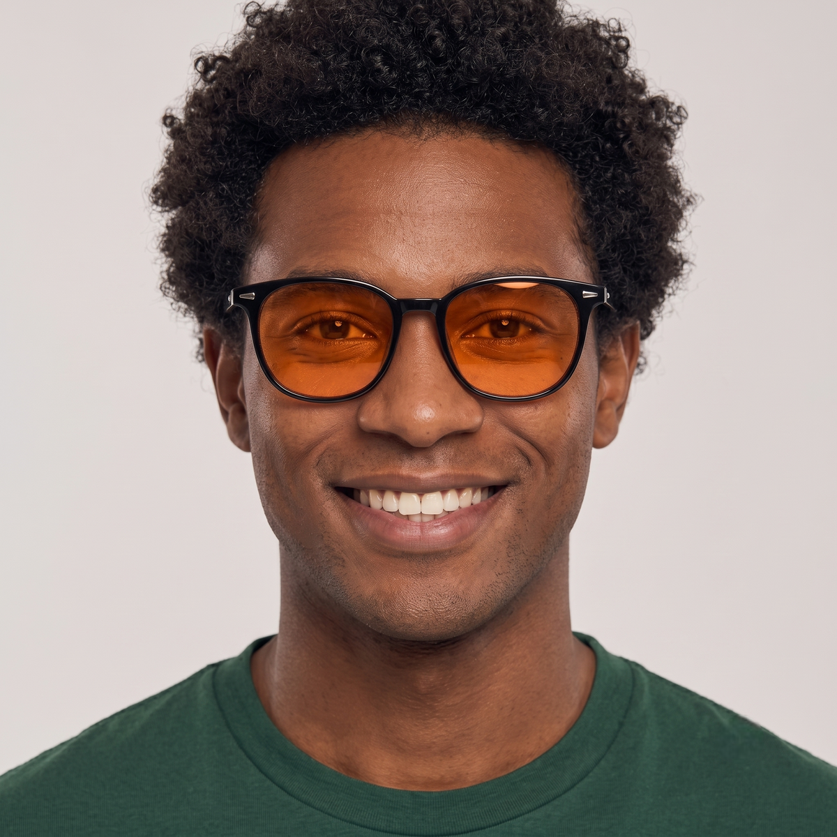 Dusk Aura blue light blocking glasses in glossy black, evening filter — product view 5