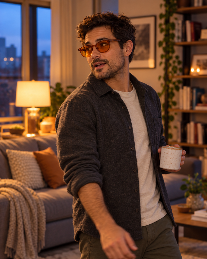 Still see the room. Dusk glasses.